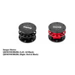 Recalled quick release steering wheel adaptors in black and black-with-red with “MOMO” printed on top.